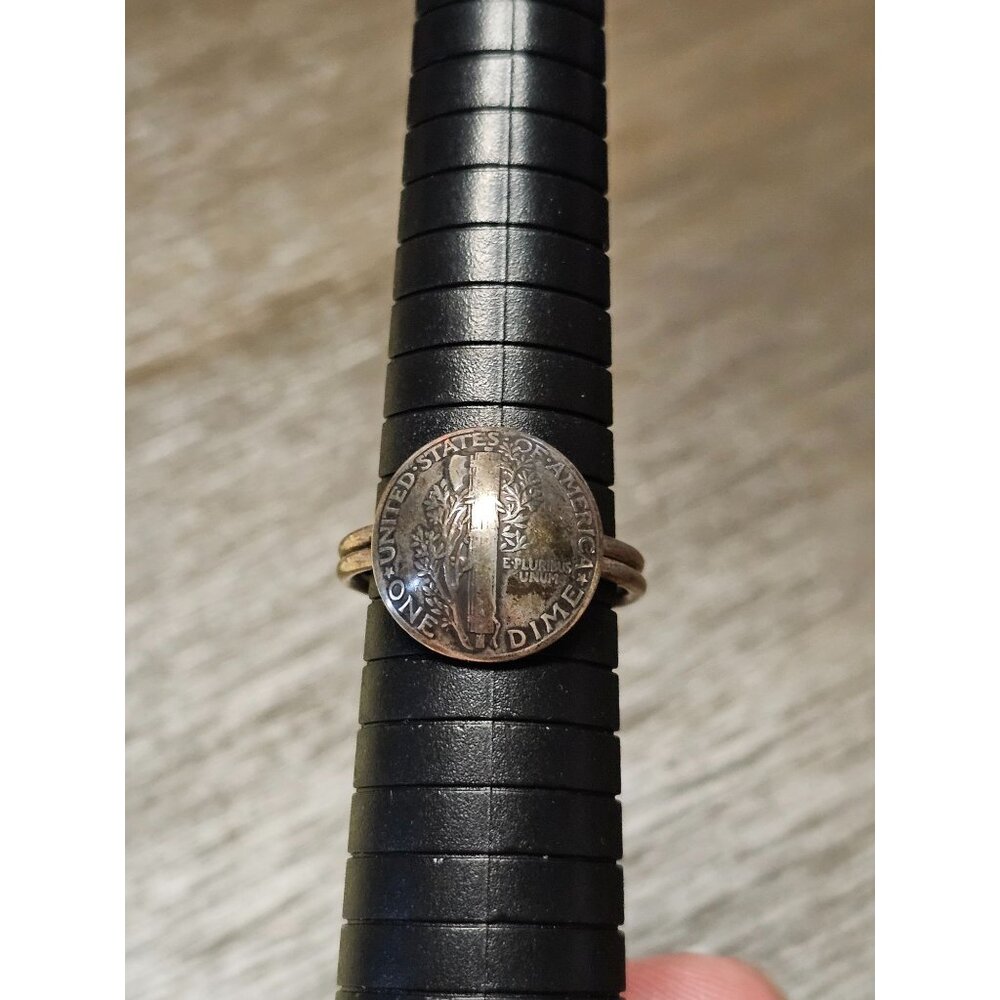 1943 Liberty Dime Ring Sterling Silver Band Size 10- 2.43g